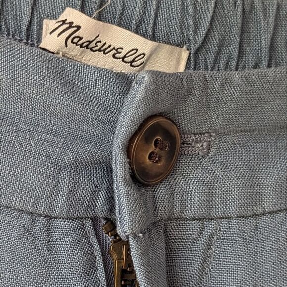 Madewell Pleated Linen Blend High Waist Tailored Tapered Pant Sz 8 in Ocean - Picture 11 of 13